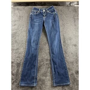 Sexy Couture Straight Leg Jeans Size 1 Medium Wash Stud Pocket Women’s